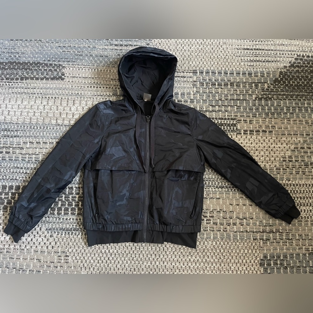 Calia by Carrie Underwood Jacquard Running Jacket, Navy Blue Camo, Size XS